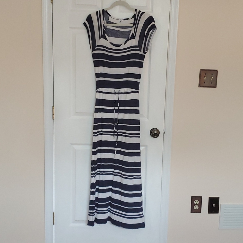 Splendid navy and white striped maxi dress